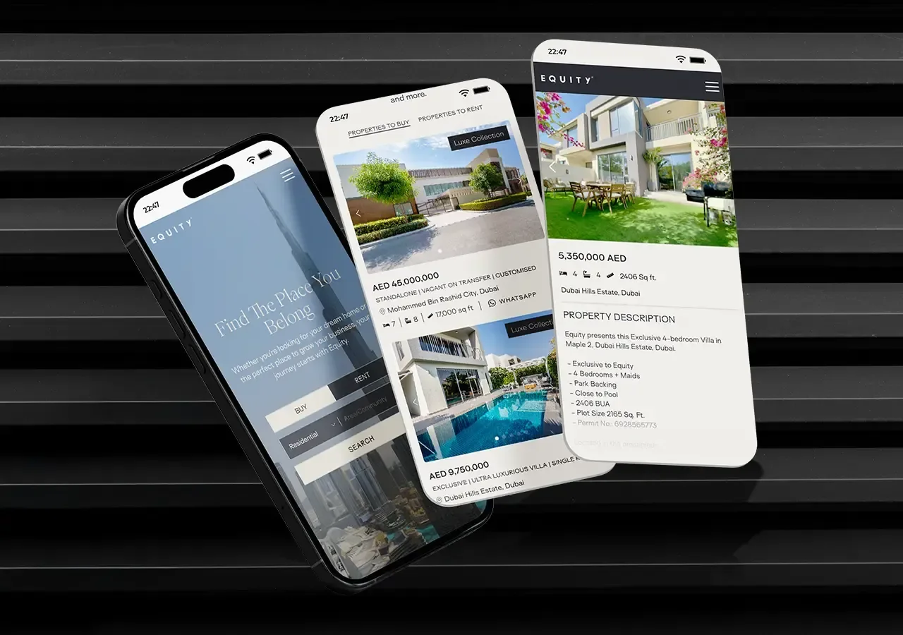 Equity Real Estate case study visual for Website Design & Development